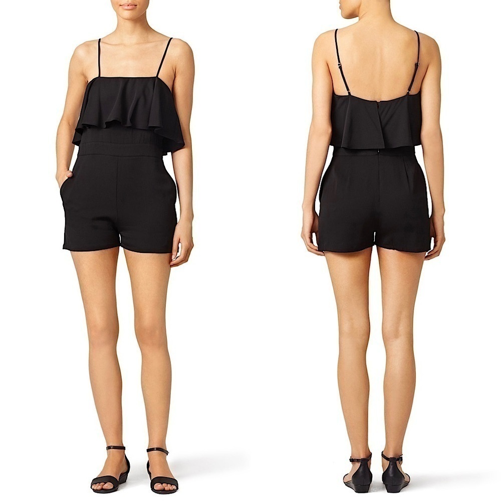KARINA GRIMALDI 70s Ruffled Square Neck Sleeveless High‎ Waist Playsuit Romper M
